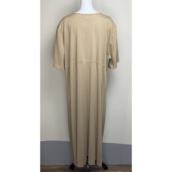 Maggie Barnes Women’s Plus Sz 3X Midi Dress Tan Beige Minimalist Modest - Picture 6 of 13